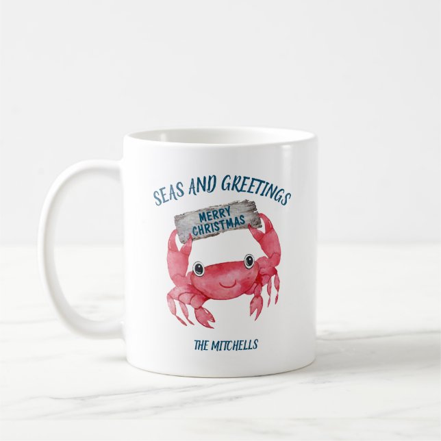 Taza De Café Navidades de Nautical Crab Seas (Izquierda)