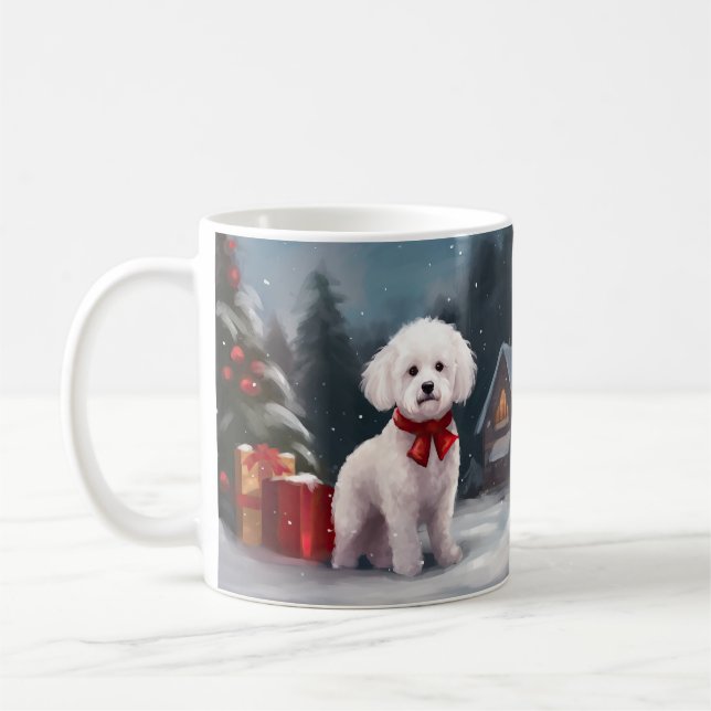 Taza De Café Navidades de Nieve de Bichon Frise Dog (Izquierda)