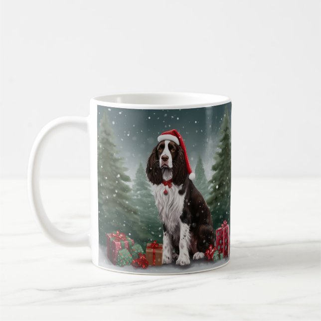 Taza De Café Navidades de nieve de Springer Spaniel Dog (Izquierda)