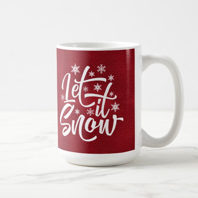 Taza De Café Navidades de Nieve Let It Typography Red/White ID9 (Derecha)