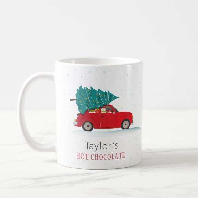 Taza De Café Navidades de niños curos feriados personalizados (Izquierda)
