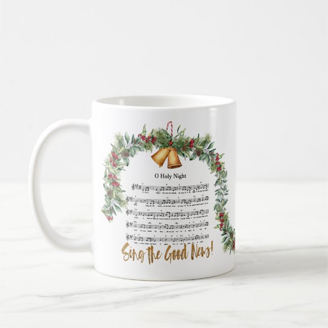 Taza De Café Navidades DE NOCHE SANTA Natividad Himno Scripting (Izquierda)