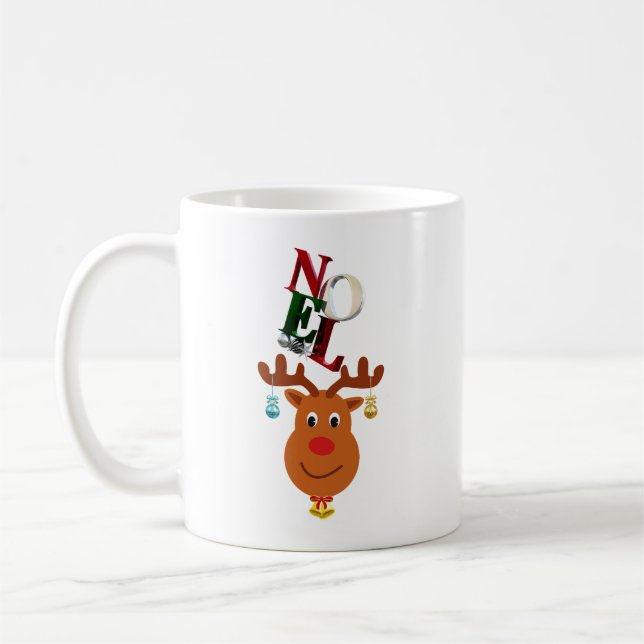 Taza De Café Navidades de Noel Deer Bells Bauble Rudolf Snowfla (Izquierda)