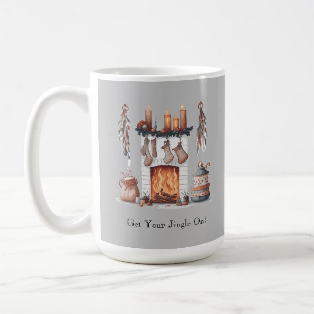 Taza De Café Navidades de nombres de chimenea festivos (Izquierda)