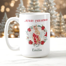 Taza De Café Navidades de nombres de conejitos de invierno de P