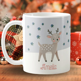 Taza De Café Navidades de nombres de dibujos de nevadas de reno
