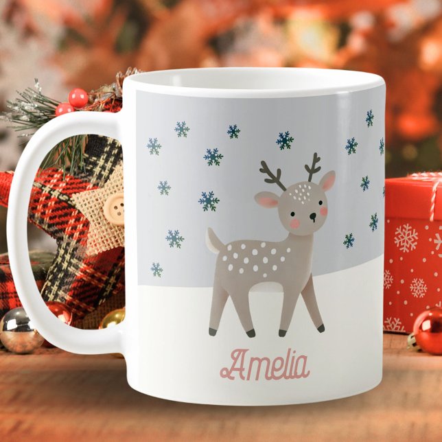 Taza De Café Navidades de nombres de dibujos de nevadas de reno (Subido por el creador)