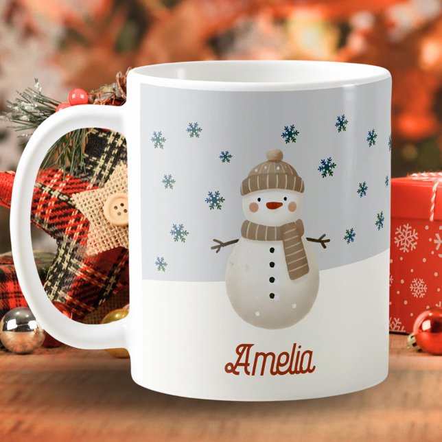 Taza De Café Navidades de nombres de dibujos de Snowman cutáneo (Subido por el creador)