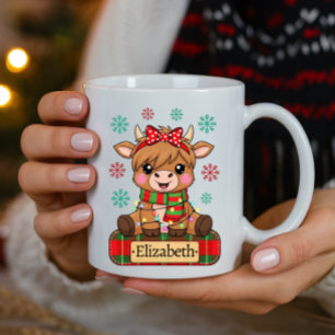 Taza De Café Navidades de nombres personalizados de vacas de la