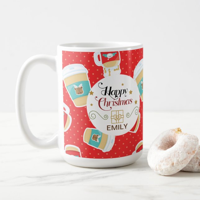 Taza De Café Navidades de nombres personalizados Mugs de regalo (Con donut)