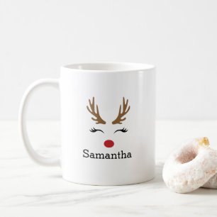 Taza De Café Navidades de nombres personalizados pequeños reno