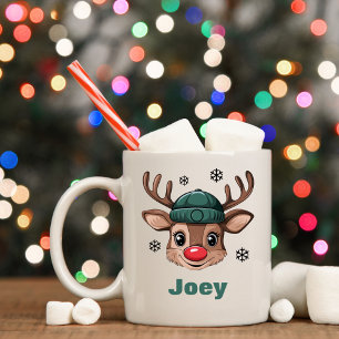 Taza De Café Navidades de nombres personalizados Reindeer Beani