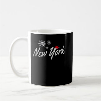 Taza De Café Navidades de Nueva York con copos de nieve y Santa