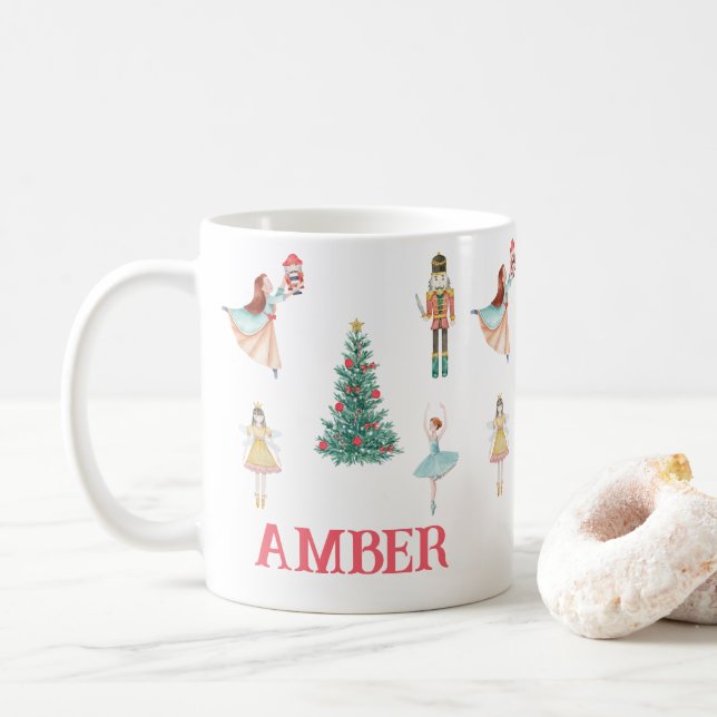 Taza De Café Navidades de Nutcracker y Ballerina Cute (Con donut)