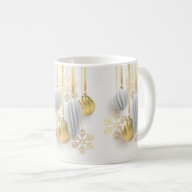 Taza De Café Navidades de Ornamentos de Oro (Anverso derecho)