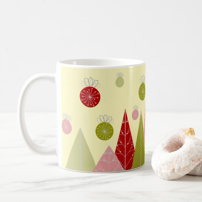 Taza De Café Navidades de ornamentos y árboles (Con donut)