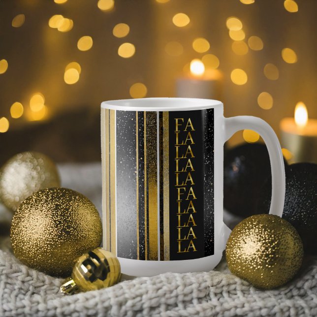 Taza De Café Navidades de oro negro Fa La La Pattern#27 ID1009 (Subido por el creador)
