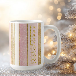 Taza De Café Navidades de oro rosado Fa La La Pattern#27 ID1009