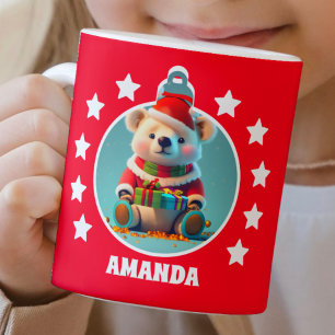Taza De Café Navidades De Oso De Teddy Niños Rojos Bomba De Cho