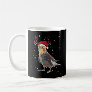 Taza De Café Navidades de pájaros de Cockatiel Reindee Santa Li