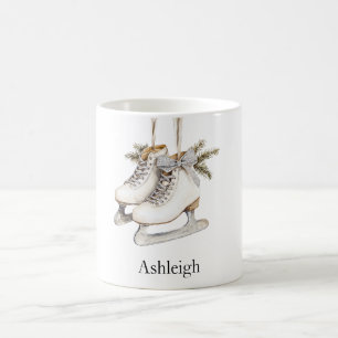 Taza De Café Navidades de patinaje sobre hielo de Glam Silver
