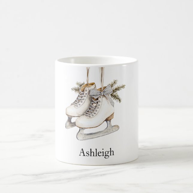 Taza De Café Navidades de patinaje sobre hielo de Glam Silver (Centro)