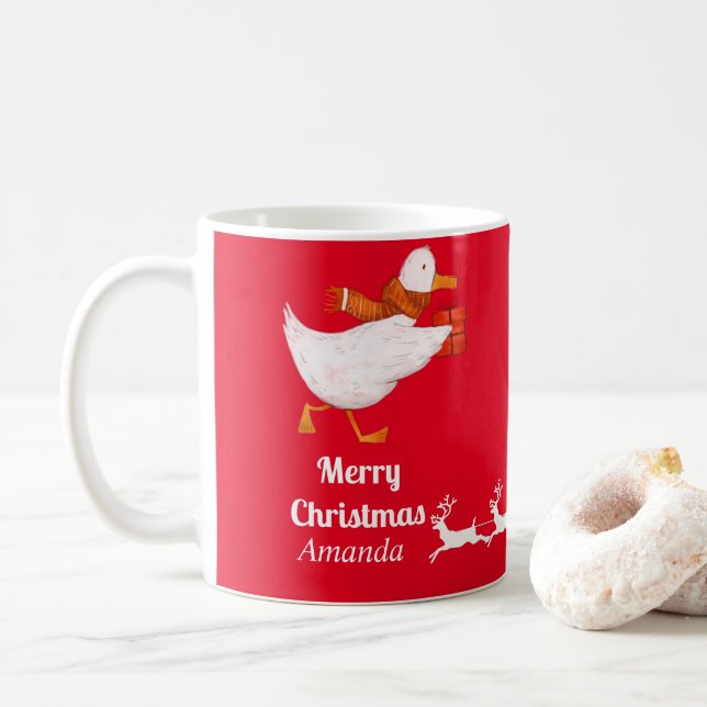 Taza De Café Navidades de pato (Con donut)