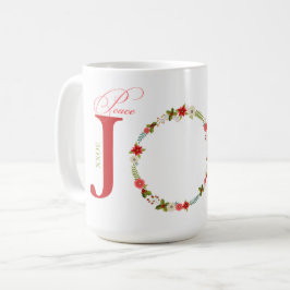 Taza De Café Navidades de Peace Joy Love Wreath
