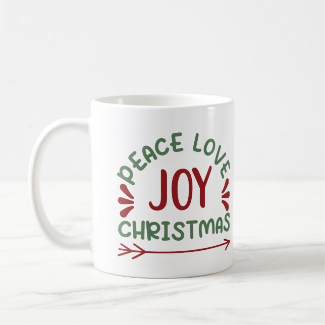Taza De Café Navidades de Peace Love Joy (Izquierda)