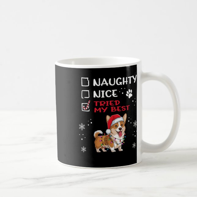 Taza De Café Navidades de perro de Cardigan Welsh Corgi Naughty (Derecha)