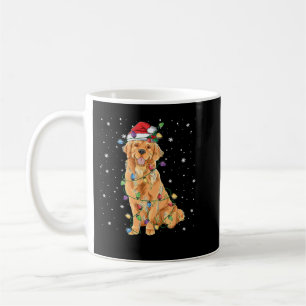 Taza De Café Navidades de perro de Golden Retriever iluminan Sa