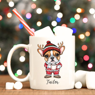 Taza De Café Navidades de perro de la cuta francesa Mug