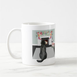 Taza De Café Navidades de perro de Labrador Negro reemplazan la