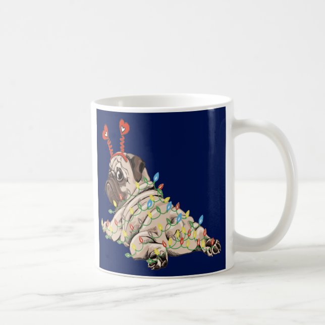 Taza De Café Navidades de perro de pug cute (Derecha)