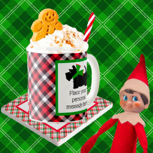 Taza De Café Navidades de perro escocés negros personalizados