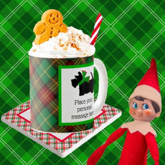 Taza De Café Navidades de perro escocés negros personalizados (Subido por el creador)