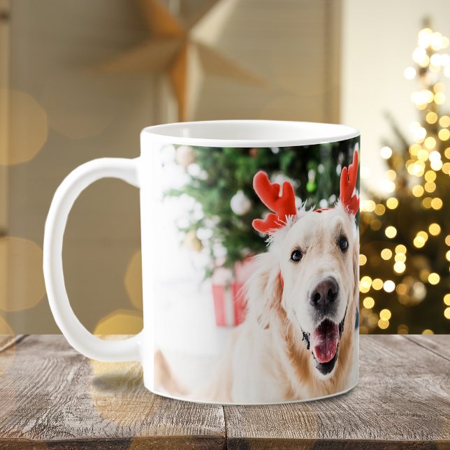 Taza De Café Navidades de perro fotografíen Happy Pawlidays (Dog Christmas Photo Happy Pawlidays Coffee Mug)