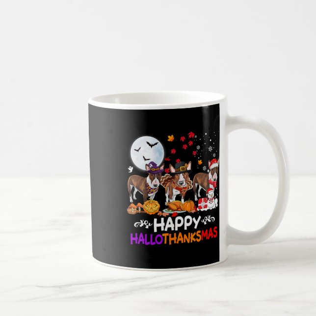 Taza De Café Navidades de Perros de Bull Terrier Felices Hallot (Derecha)