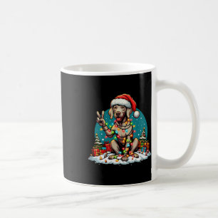 Taza De Café Navidades de perros de la mano de la paz Weimarane