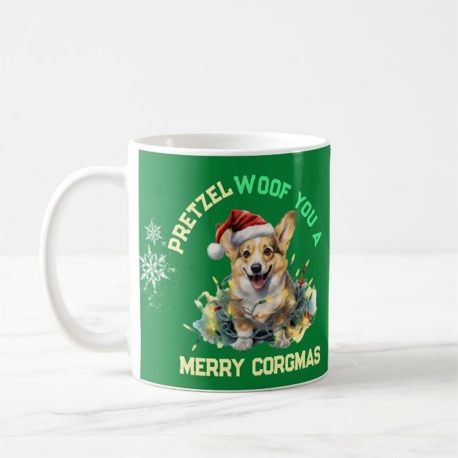 Taza De Café Navidades de personalizable Santa Corgi (Izquierda)