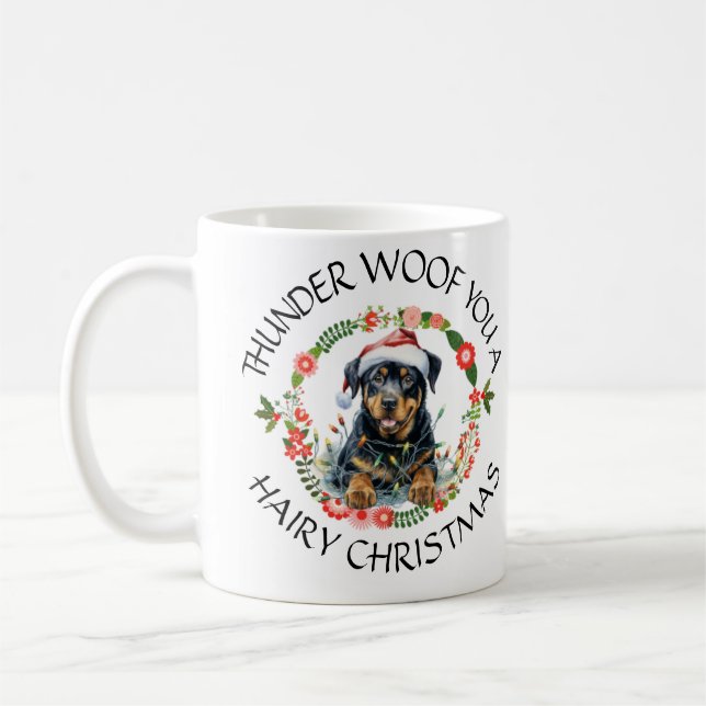Taza De Café Navidades de personalizable Santa Dog (Izquierda)