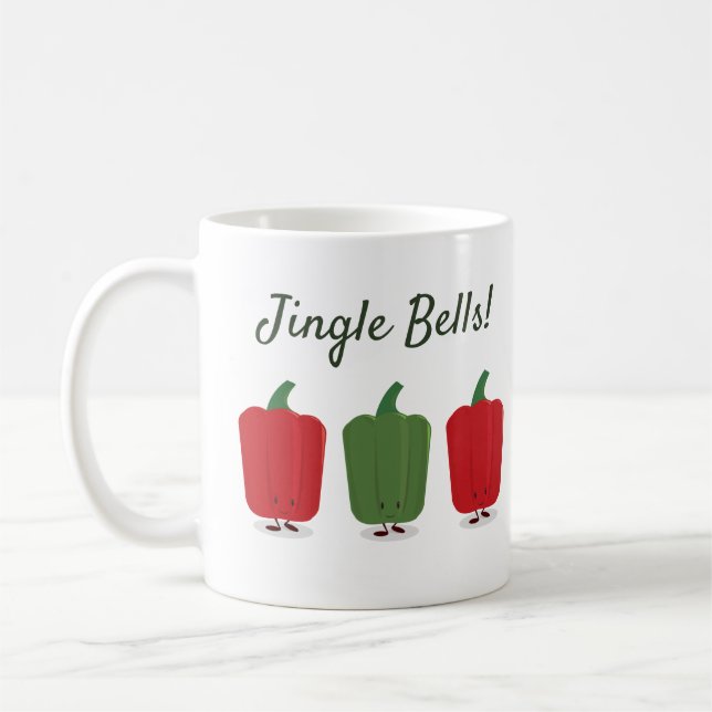 Taza De Café Navidades de pimientos de jingle Bell Mug (Izquierda)