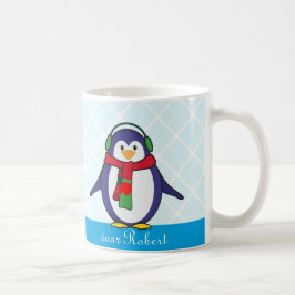 Taza De Café Navidades de pingüino con tu nombre
