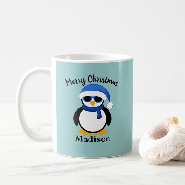 Taza De Café Navidades de pingüino fresco lindo invierno Person (Con donut)