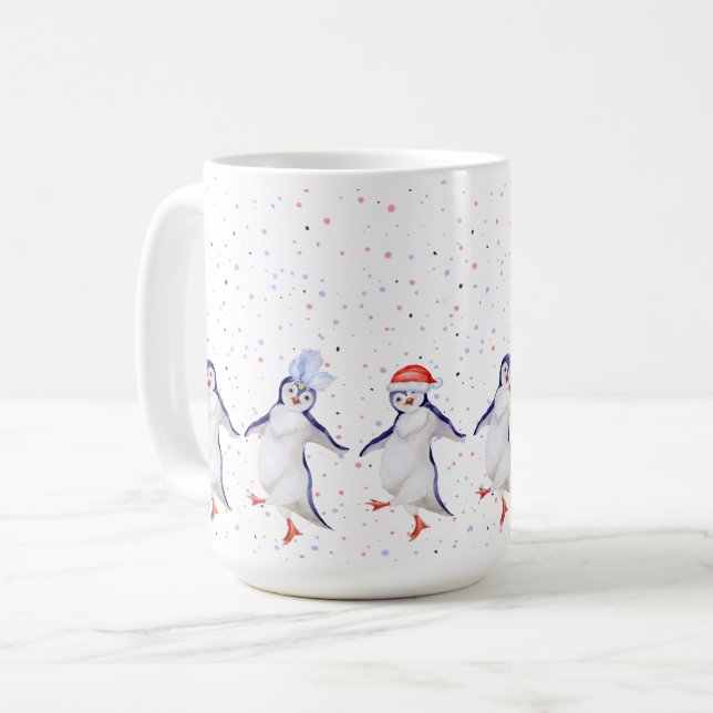 Taza De Café Navidades de pingüinos bailarines (Anverso izquierdo)