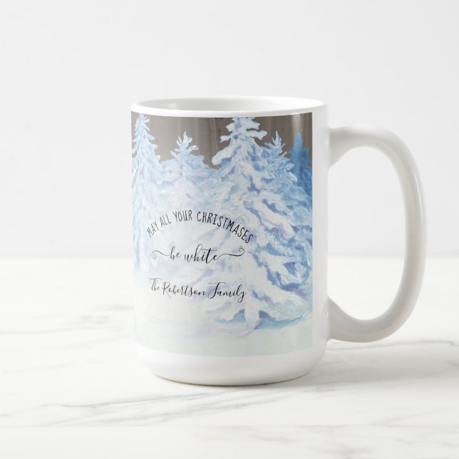 Taza De Café Navidades de Pinos Snicos Familia Rustic Wood (Derecha)