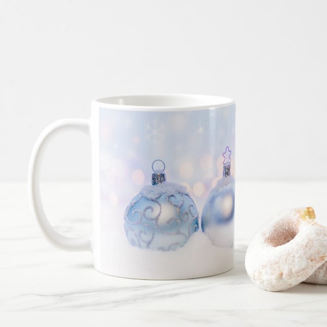 Taza De Café Navidades de plata festividad golpean la nieve (Con donut)