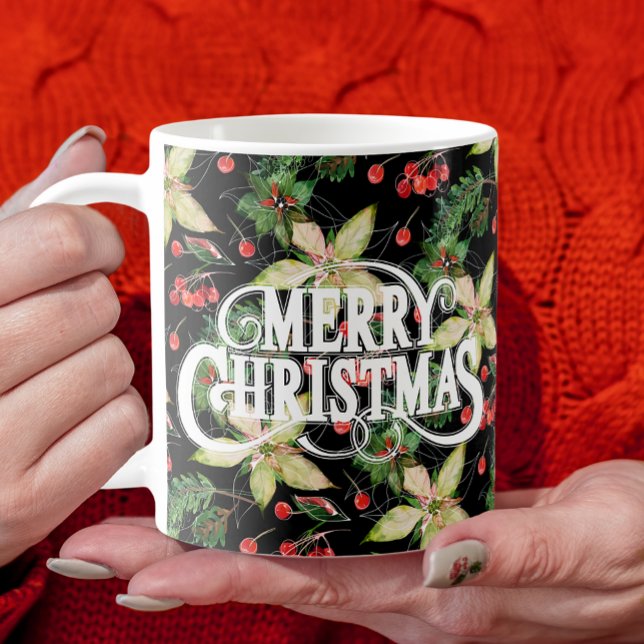 Taza De Café Navidades de Poinsettias y Berries (Subido por el creador)