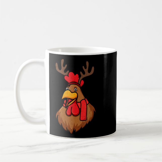 Taza De Café Navidades de pollo: Antlers de renos navideños (Izquierda)