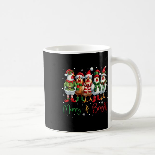 Taza De Café Navidades de pollo divertidos iluminan la granja a (Derecha)